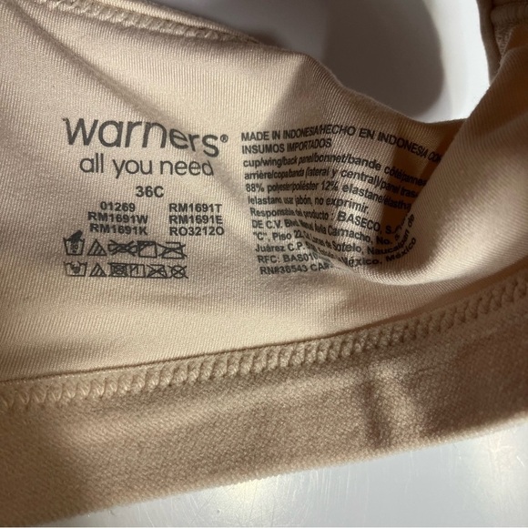 Warners cloud 9 super soft wireless bra set of 2- tan & cream size 36C - Picture 3 of 3